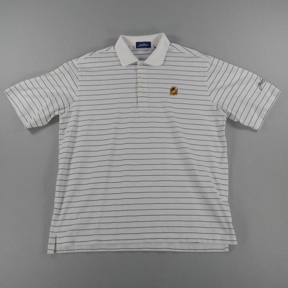 Jack Nicklaus White Double Mercerized Cotton Quail Logo Mens Size Large Golf